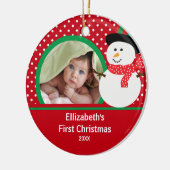 Babys erster WeihnachtsFoto-VerzierungSnowman Keramik Ornament (Links)