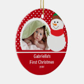 Babys erster WeihnachtsFoto-VerzierungSnowman Keramikornament (Rechts)