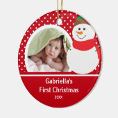 Babys erster WeihnachtsFoto-VerzierungSnowman Keramikornament (Links)