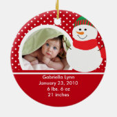 Babys erster WeihnachtsFoto-VerzierungSnowman Keramikornament (Hinten)