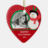 Babys erster WeihnachtsFoto-VerzierungSnowman Keramikornament (Rechts)