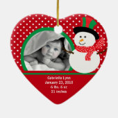 Babys erster WeihnachtsFoto-VerzierungSnowman Keramikornament (Hinten)