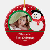 Babys erster WeihnachtsFoto-VerzierungSnowman Keramikornament (Hinten)