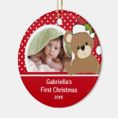 Babys erster WeihnachtsFoto-Verzierungteddy-Bär Keramik Ornament (Links)