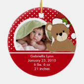 Babys erster WeihnachtsFoto-Verzierungteddy-Bär Keramik Ornament (Hinten)