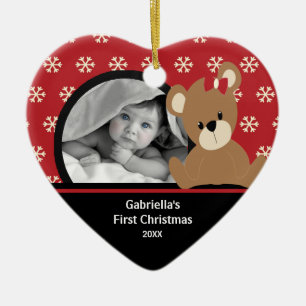Babys erster WeihnachtsFoto-Verzierungteddy-Bär Keramik Ornament