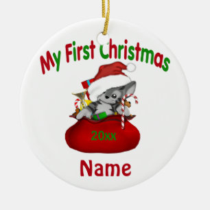 Babys erster WeihnachtsKitty personalisiert Keramikornament