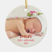 Babys erster Weihnachtsstar & Herz Keramik Ornament (Vorne)