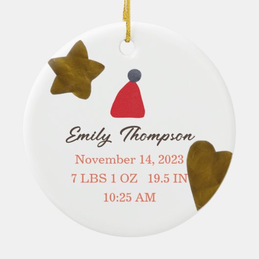 Babys erster Weihnachtsstar & Herz Keramik Ornament (Hinten)