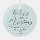 Baby's erster Weihnachtsweihnachtsweih Blue Keepak Ornament Aus Glas (Vorderseite)