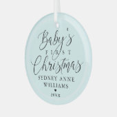 Baby's erster Weihnachtsweihnachtsweih Blue Keepak Ornament Aus Glas (Vorderseite links)