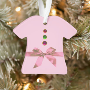 BABY'S ERSTES CHRISTMAS Pink Ribbon Baby Girl Ornament