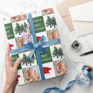 Baby's erstes Foto für die Weihnachtsschnee-Weihna Geschenkpapier