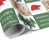 Baby's erstes Foto für die Weihnachtsschnee-Weihna Geschenkpapier (Rolleneckpunkt)