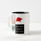 Baby's erstes Foto für die Weihnachtsschnee-Weihna Zweifarbige Tasse (Vorderseite Links)