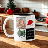 Baby's erstes Foto für die Weihnachtsschnee-Weihna Zweifarbige Tasse