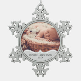 Babys |Erstes FOTO Weihnachtsschmuck bewahren Schneeflocken Zinn-Ornament