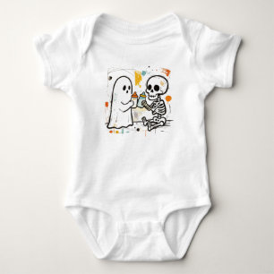 Baby's erstes Halloween-Geist-Skelett Baby Strampler