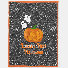 Baby's erstes Halloween Pumpkin personalize Name Fleecedecke
