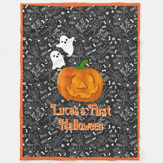 Baby's erstes Halloween Pumpkin personalize Name Fleecedecke