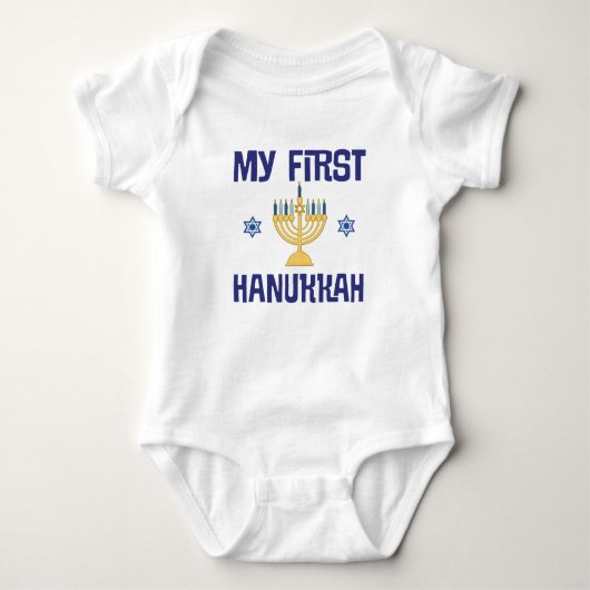 Babys erstes Hanukkah Festival der Lichter Menorah Baby Strampler (Vorderseite)