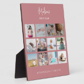 Babys erstes Jahr Foto Collage Geburtsstunde rosa Fotoplatte (Seite)