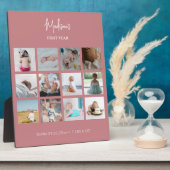 Babys erstes Jahr Foto Collage Geburtsstunde rosa Fotoplatte (Seite)