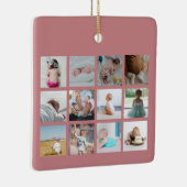 Babys erstes Jahr Foto Collage Geburtsstunde rosa Keramikornament (Rechts)