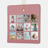 Babys erstes Jahr Foto Collage Geburtsstunde rosa Keramikornament (Links)