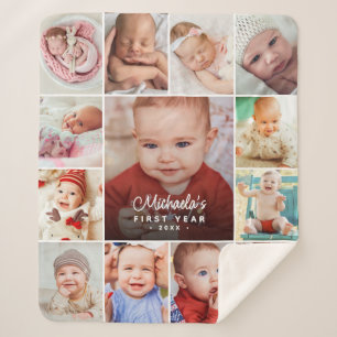 Baby's Erstes Jahr Fotocollage Sherpadecke