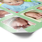 Babys erstes Jahr grüner Keepake FotoCollage Fotodruck (Ecke)