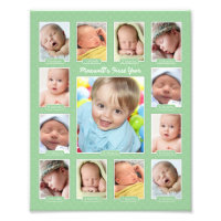 Babys erstes Jahr grüner Keepake FotoCollage