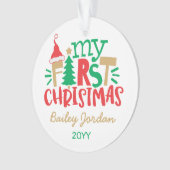 Babys erstes Niedliches Red Green Festival für Wei Ornament (Vorderseite)