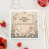 Baby's erstes Ostern Waldtiere Hase Lamm Serviette (Beispiel)