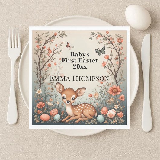Baby's erstes Ostern Waldtiere Reh Frühling Serviette