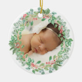 Baby's erstes Red Green Kranz Foto Keramik Ornament (Vorne)