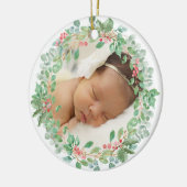 Baby's erstes Red Green Kranz Foto Keramik Ornament (Links)