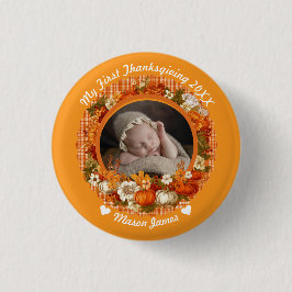 Baby's erstes Thanksgiving Herbst-Blumen-Foto Button