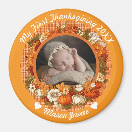 Baby's erstes Thanksgiving Herbst Floral Foto Magnet (Vorne)