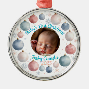 Baby's erstes Weihnachten 2025 Personalisiertes Fo Ornament Aus Metall