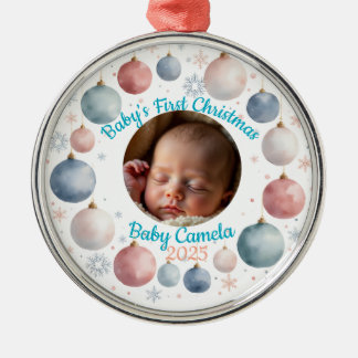 Baby's erstes Weihnachten 2025 Personalisiertes Fo Ornament Aus Metall