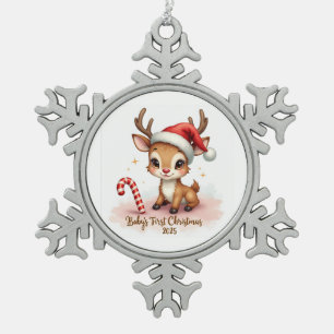 Baby's erstes Weihnachten 2025 – Schneeflocken-Orn Schneeflocken Zinn-Ornament