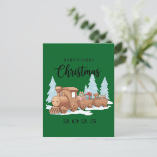 Baby's erstes Weihnachten 2025 Süßes Holzspielze Postkarte
