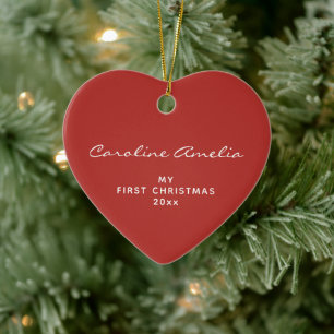 Baby's erstes Weihnachten 2026 Personalisiert Rot Keramik Ornament