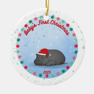 -Baby's erstes Weihnachten -Baby-Nilpferd-Ornament Keramik Ornament