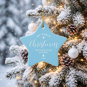 Baby's erstes Weihnachten Blau personalisiertes An Keramik Ornament