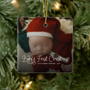 Babys erstes Weihnachten Foto  Keramikornament