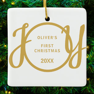 Baby's erstes Weihnachten Gold Schrift Name Andenk Keramikornament