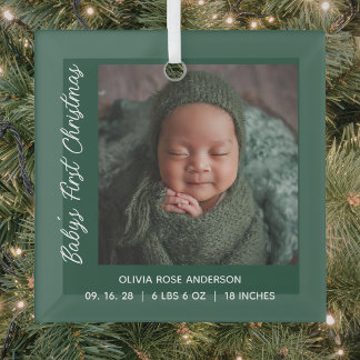 Babys erstes Weihnachten grünes Foto Ornament Aus Glas