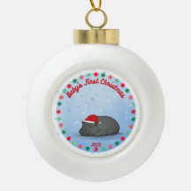 Baby's erstes Weihnachten - Keramik-Nilpferd-Ornam